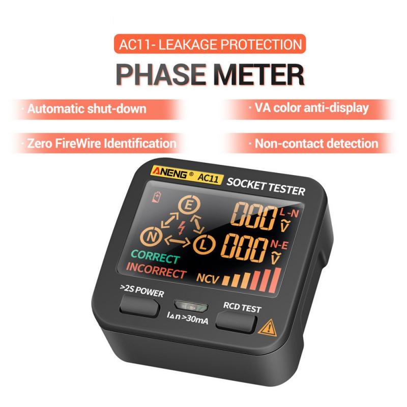 Ac11 digital soquete inteligente tester teste de tensão soquete detector eua/reino unido/ue plug zero linha terra verificação fase teste rcd ncv