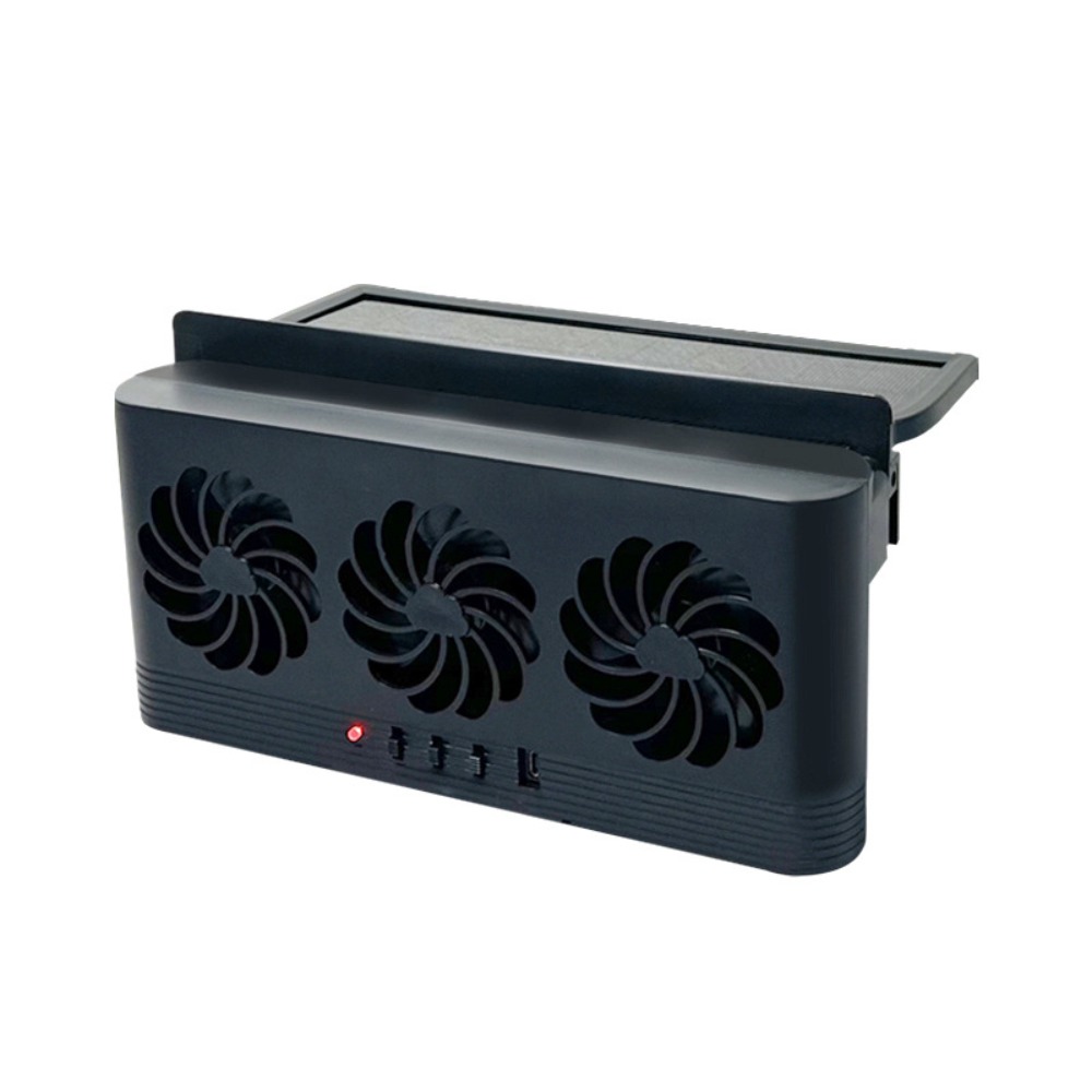 Ventola di raffreddamento per auto solare a 3 teste di alta qualità Presa d'aria Ventola di scarico per auto a risparmio energetico Purificatori ABS Ventola per finestrino per auto proprietà: nero