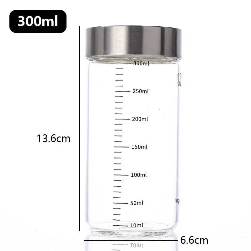 100-500ml Glass Bottle with Scale High Borosilicate Heat-resistant Glass Seal Jar Kitchen Seasoning Spices Storage Bottle Gadget: Yellow