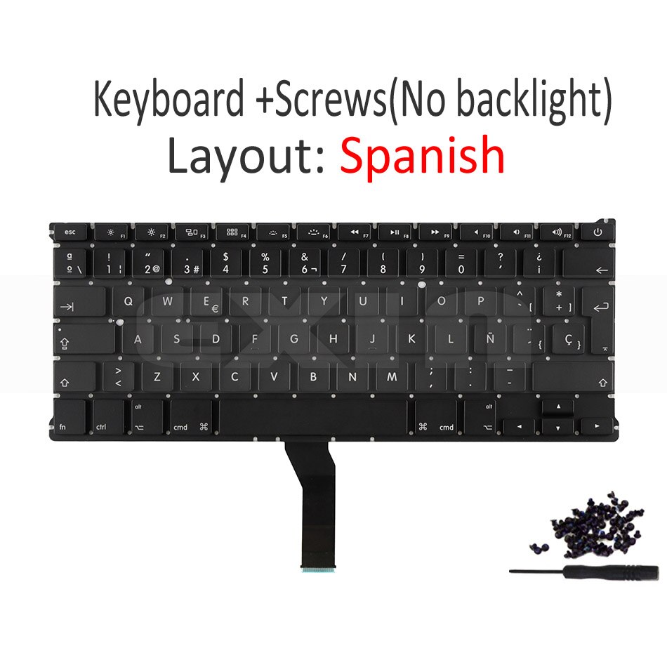 for Apple Macbook Air 13" A1369 A1466 Spnish Spain Keyboard with Backlight Backlight Replace Year