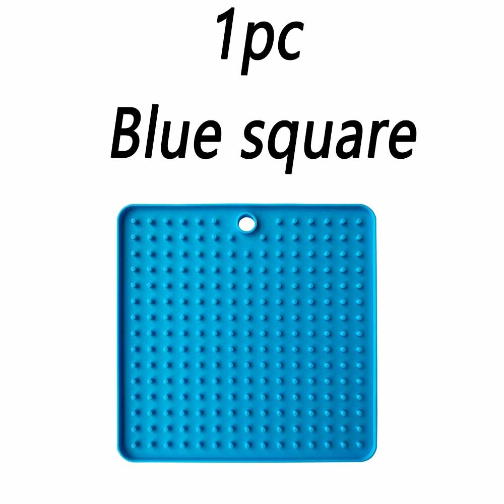 2 pièces Lickimat Bol pour Chiens Pet Gamelle Pour Ingestion Lente L'anxiété Chien Alimentaire Conteneur Silicone Lécher Tapis Pour chats Produits D'alimentation pour Accessoires: 1pc square blue