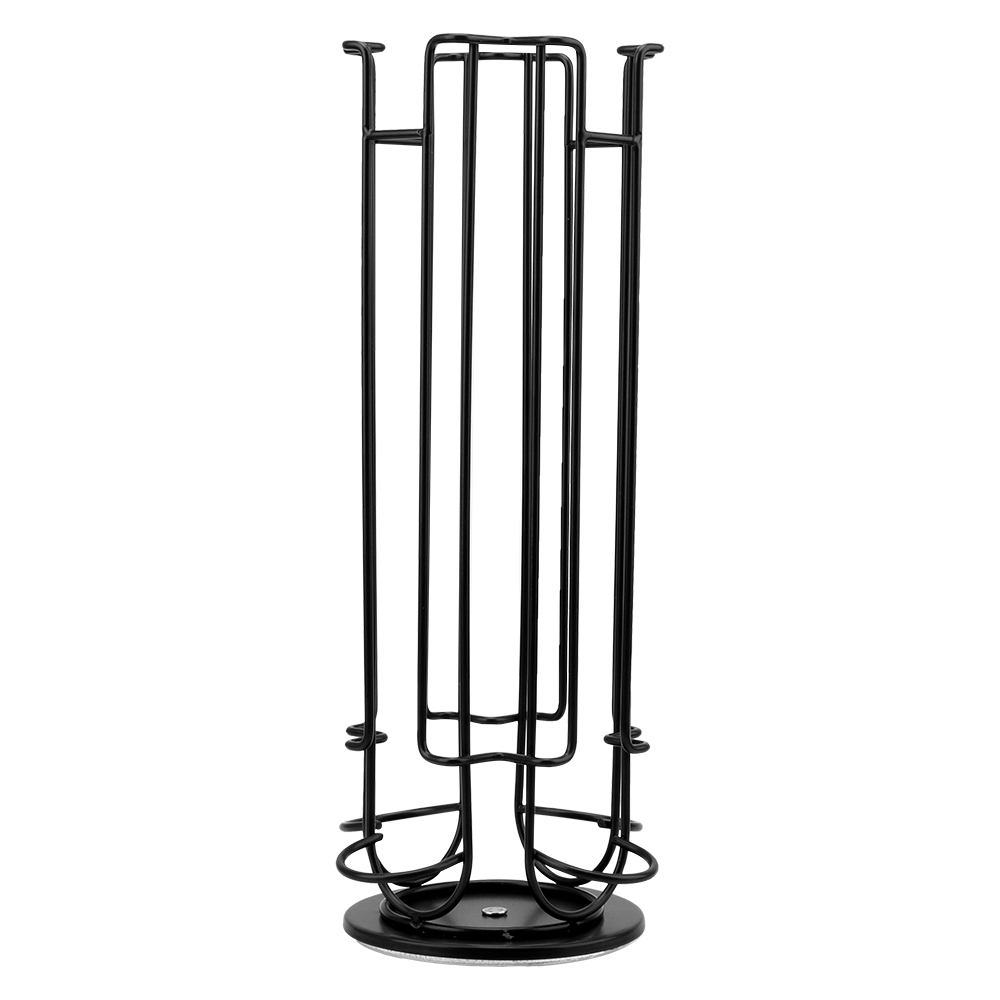 Display Capsule Rack Tower Stand Storage Shelves Stainless Steel For Dolce Gusto Capsule Rotatable Coffee Pod Holder 24Cups: black