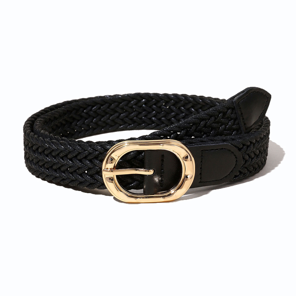 Cinturón trenzado de cuerda de cera para mujer, faja con hebilla dorada de Simple de , accesorios para vestido vaquero Retro gótico, pretina: Verde