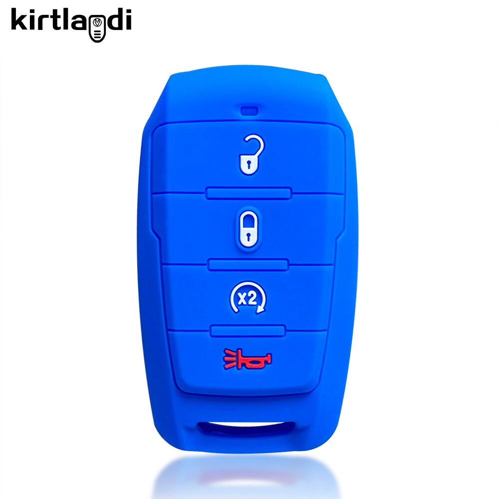 Kirtlandi Silicone Car Key Cover Case for Dodge RAM 1500 Limited LongHorn 4 5 Button Key Holder Keychain Accessories: 4 button  blue