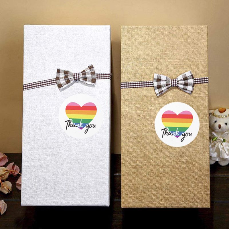 500 stk hjerte takke klistermærker segl etiket til lille butik bryllup pakke