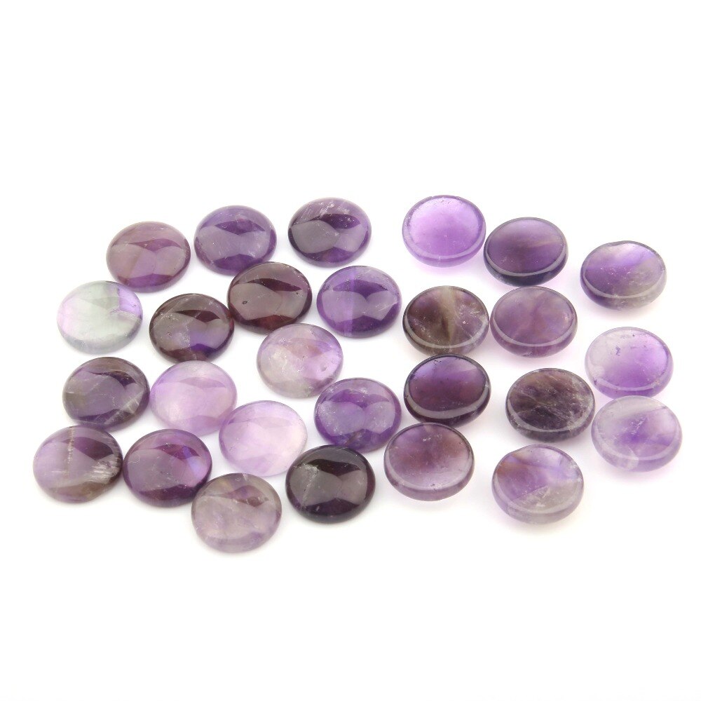 Amethyst Natural Stones Cabochon Beads 8 10 12 14 16 18 20 Mm Round No Hole Beads for DIY Jewelry Making Ring Necklace