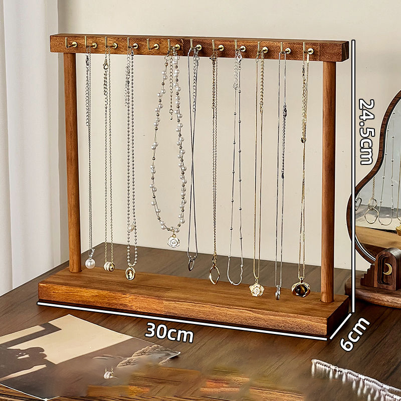 Sieraden Organisator Display Stand Massief Houten Ketting Hangend Aanrecht Rek Voor Kettingen Oorbellen Armbanden Showcase Opbergrek: WHITE