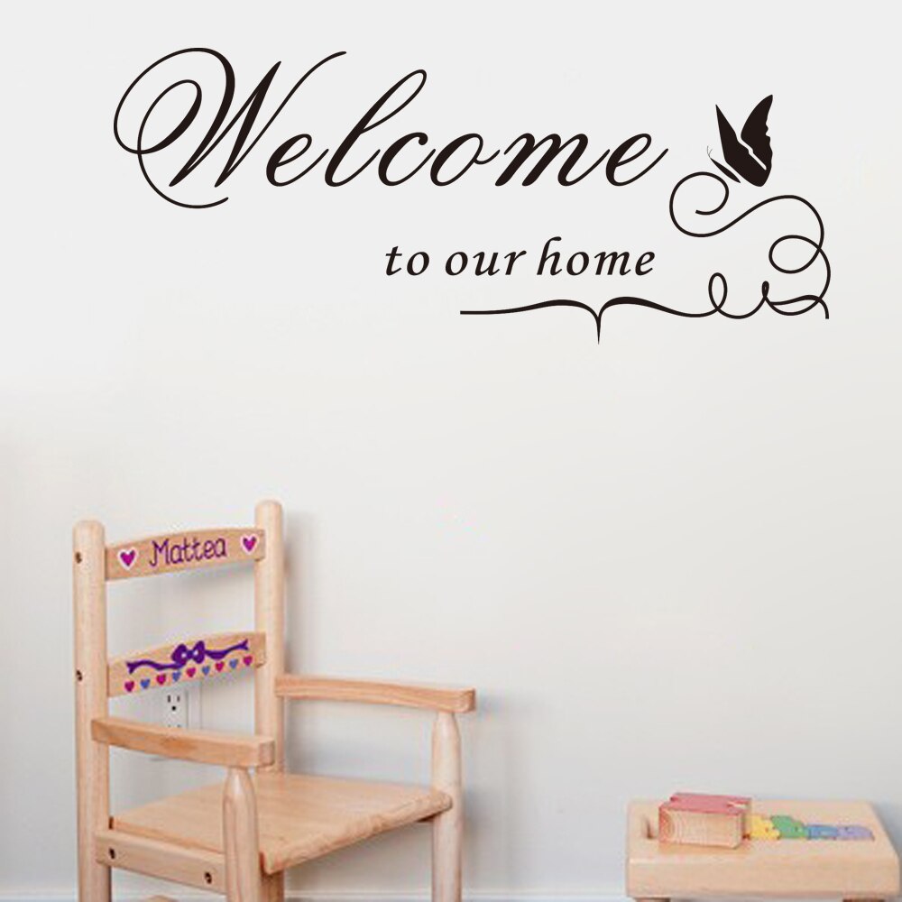 Ebay velkommen vores hjem bogstaver vinyl wallsticker mærkat dekorative citater boligindretning velkommen til vores hjem zyva -8181