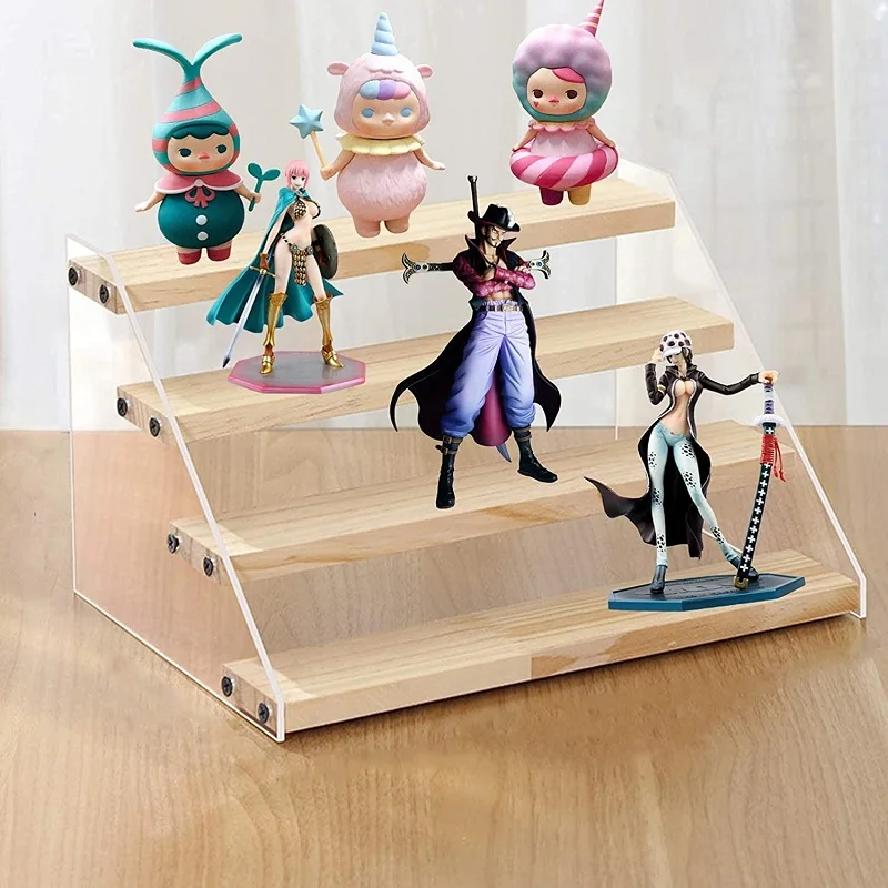 Présentoir en bois acrylique, support de maquillage, organisateur de parfum, étagère à 2-7 couches, figurine d'action, poupée, jouet, échelle, vitrine, supports de rangement