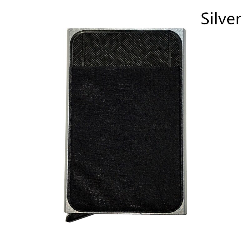 Mannen Vrouwen Pop-Up Rfid Card Portemonnee, Mini Metal Aluminium Beschermende Kleding Opbergtas, quick Release Smart Portemonnee Id Houder: Zilver