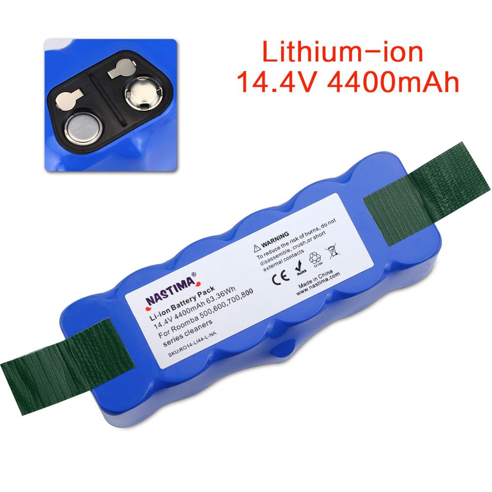 Nastima 14.8v 6400 mah /4400 mah lithium genopladeligt batteri til irobot roomba 500 600 700 800 series 560 620 650 700 770 780 880: 4400 mah