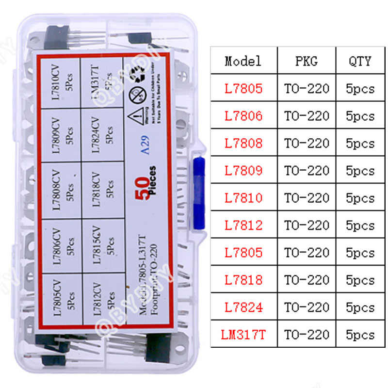 TO-92 TO-92L TO-126 TO-220 Serie Mosfet Triodo Tiristor PNP NPN Transistor Surtido Kit Caja: Naranja