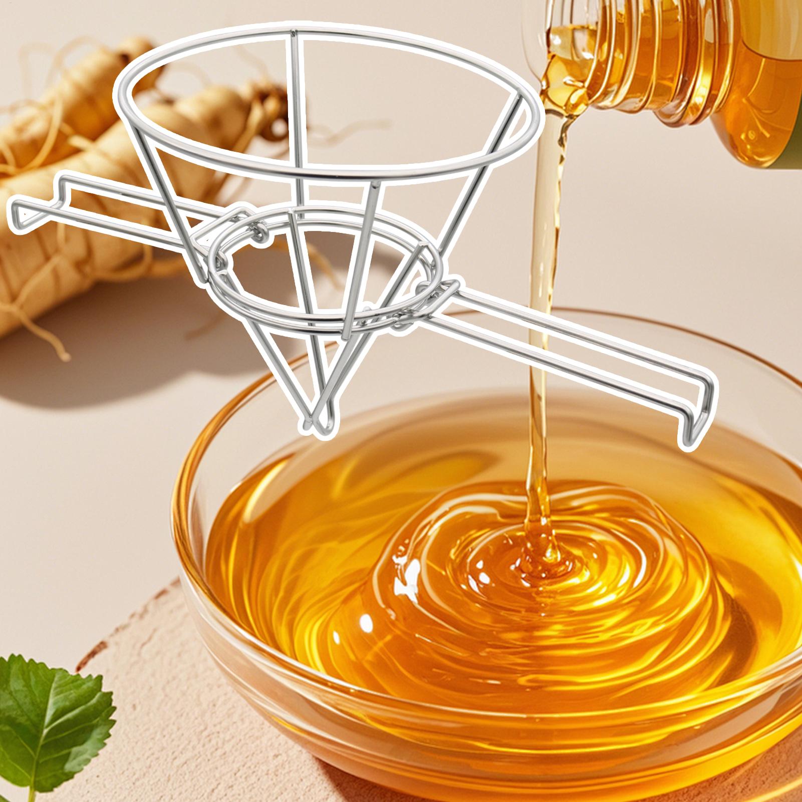Deep Fryer Oil Cone Filter Holder Fryer Filter Stand Maple Syrup Filter Stand Stainless Steel Strainer Rack with Folding Arms