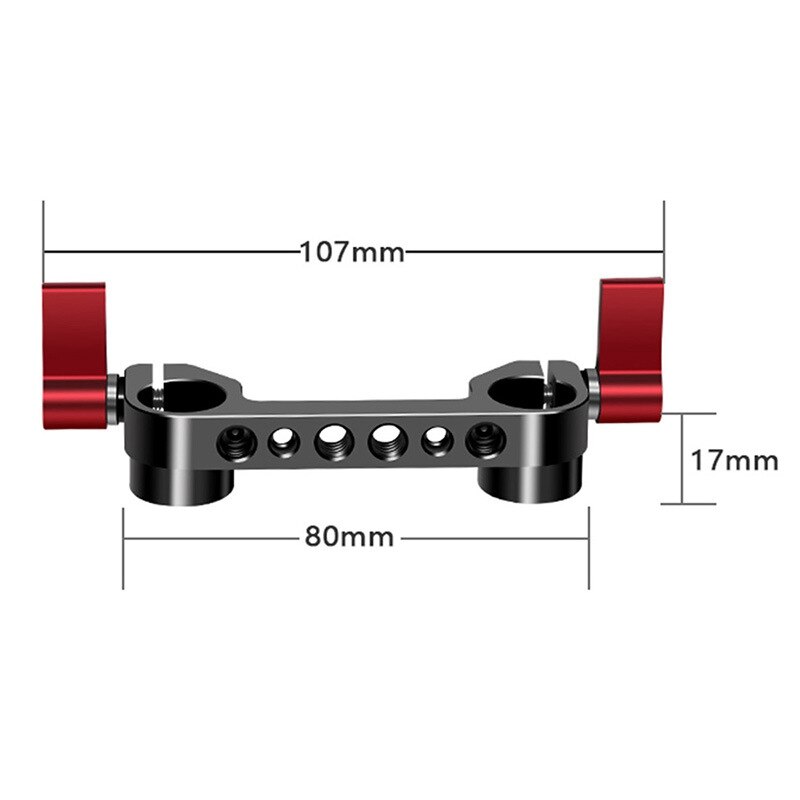Abrazadera de tubo de doble agujero para cámara DSLR, superligero, 15mm, 1/4 pulgadas-10mm, rosca para RED y 15mm