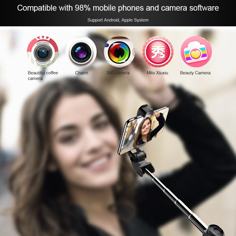 Bluetooth kontrol selfie stick stativ 360 ° controller fjernbetjening fotografi selfie stativ artefakt stang foldbar til alle mobil telefoner