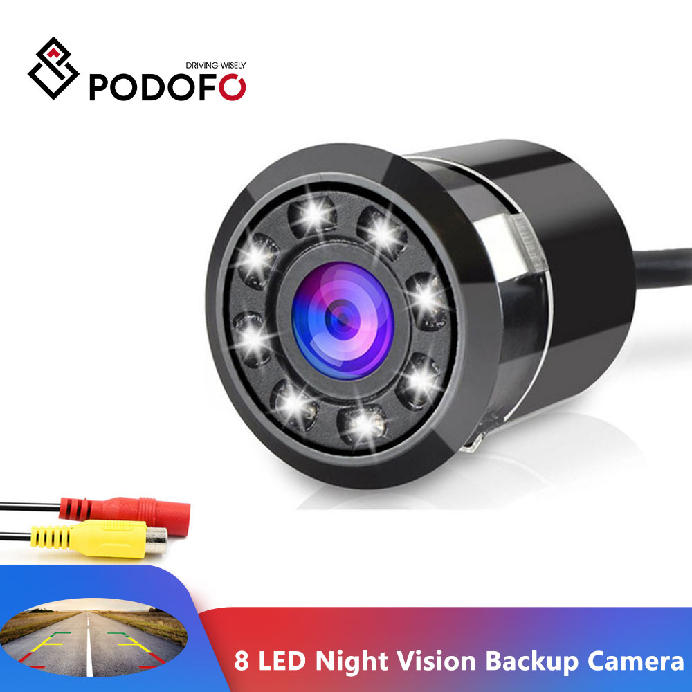 Podofo Auto Achteruitrijcamera Backup Camera Met 8 LEDs Nachtzicht 18.5MM Full HD CCD Cam 170 Graden Waterdichte achteruitkijkspiegel Parking Camera