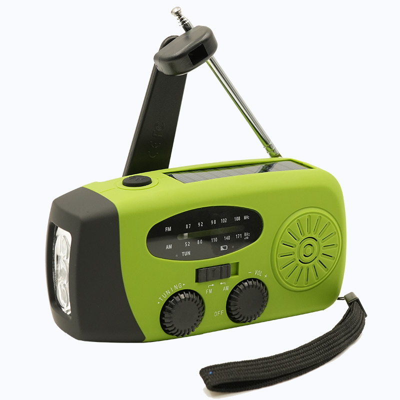 2000 mAh Radio awaryjne Wielofunkcyjne radio z korbą ręczną na energię słoneczną FM AM WB NOAA Radio pogodowe Ładowanie USB 3 latarki LED: Czerwony