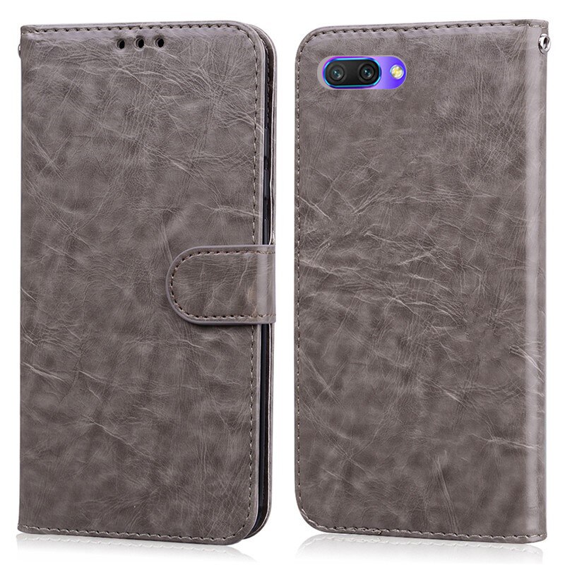 For Huawei Honor 10 Case Cover Luxury Leather Wallet Case On For Huawei Honor 10 Flip Case Honor 10 Phone Case Coque Fundas: Gray