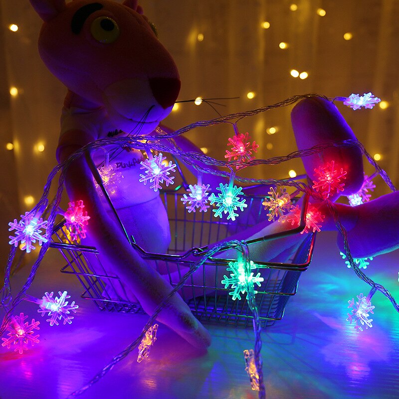 220v eu batteri usb led snöflinga strängljus fairy gardin ljus utomhus julkrans för fest år dekor: Flerfärgad / 3m 20 led batteri