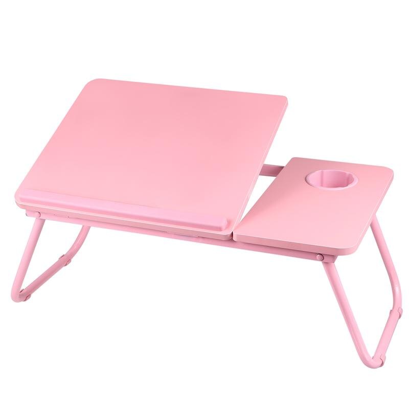 1pc opvouwbare computertafels, 4 niveaus, verstelbare lift, computer, boek, laptopstandaard, bekerlade, opvouwbare tafel voor bedbank: Roze