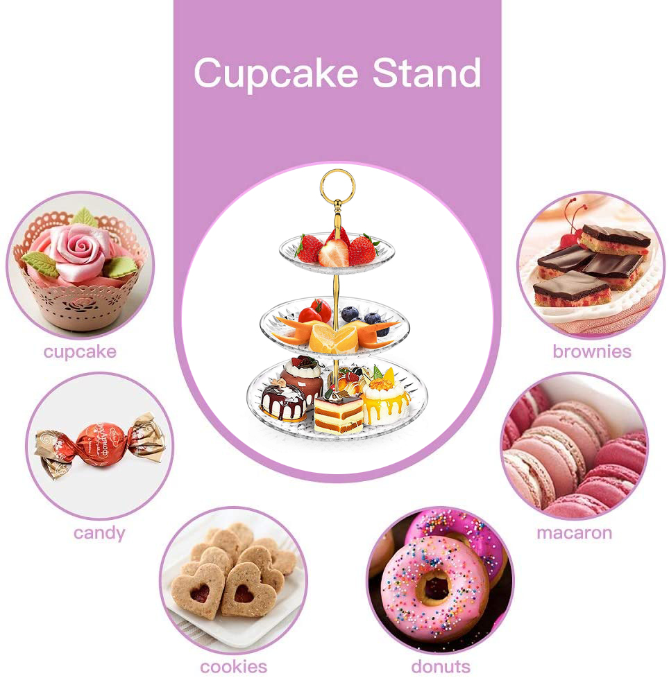 Cake Display Stand for Party Events 3 tier Fruit Food Macaron Cupcake Dessert Stand Decoration Afternoon Tea Birthday Wedding