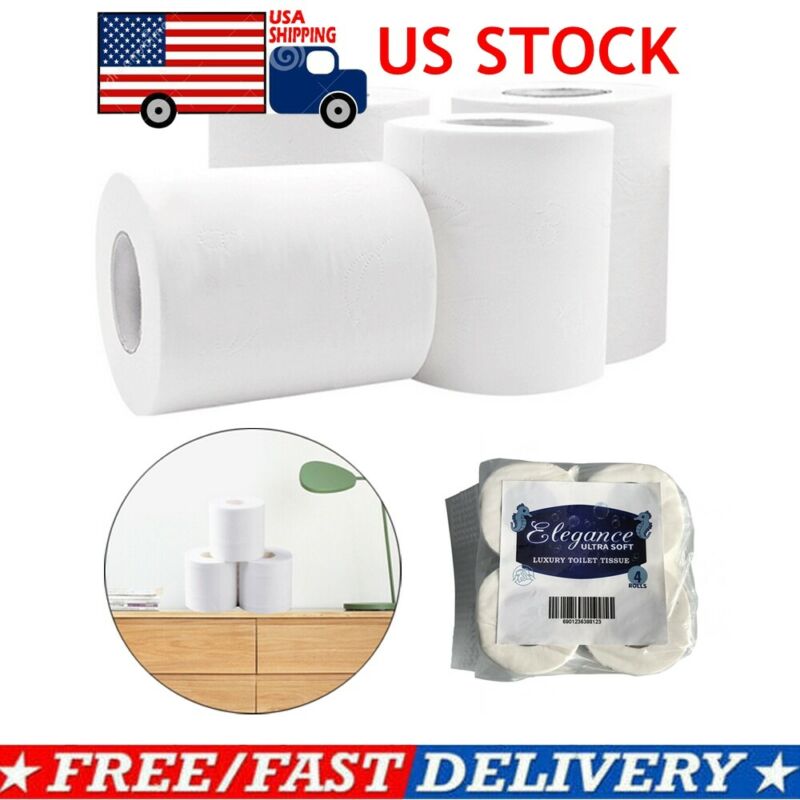 US Soft Paper 4 Rolls 3-Ply Toilet Paper Bath Tissue Bathroom Kitchen Household Soft Luxury Bathroom Strong Paper