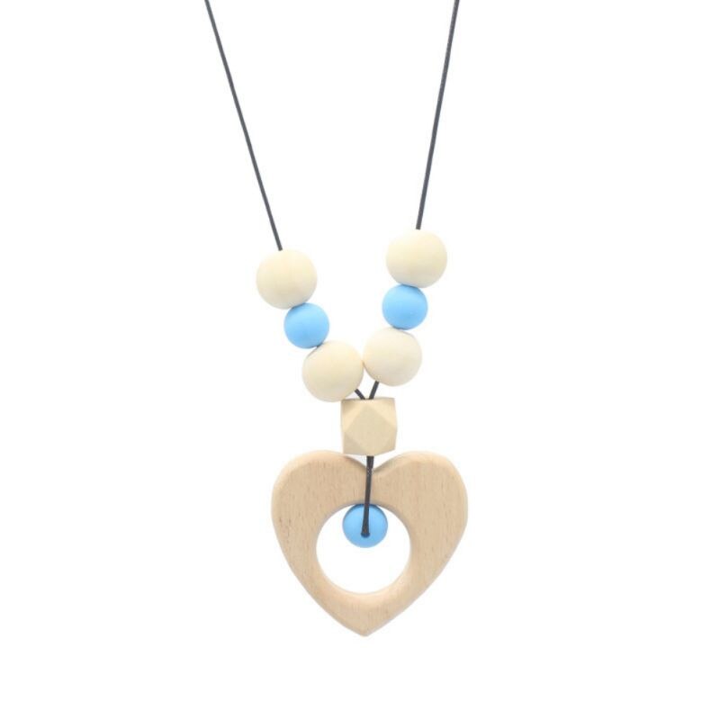 Heathy Infant Baby Beißring Halskette Kette mit 7 stücke Ungiftig Molaren Silikon Perlen & 1pc Nette Holz Cartoon muster Spielzeug 5 stücke/lot