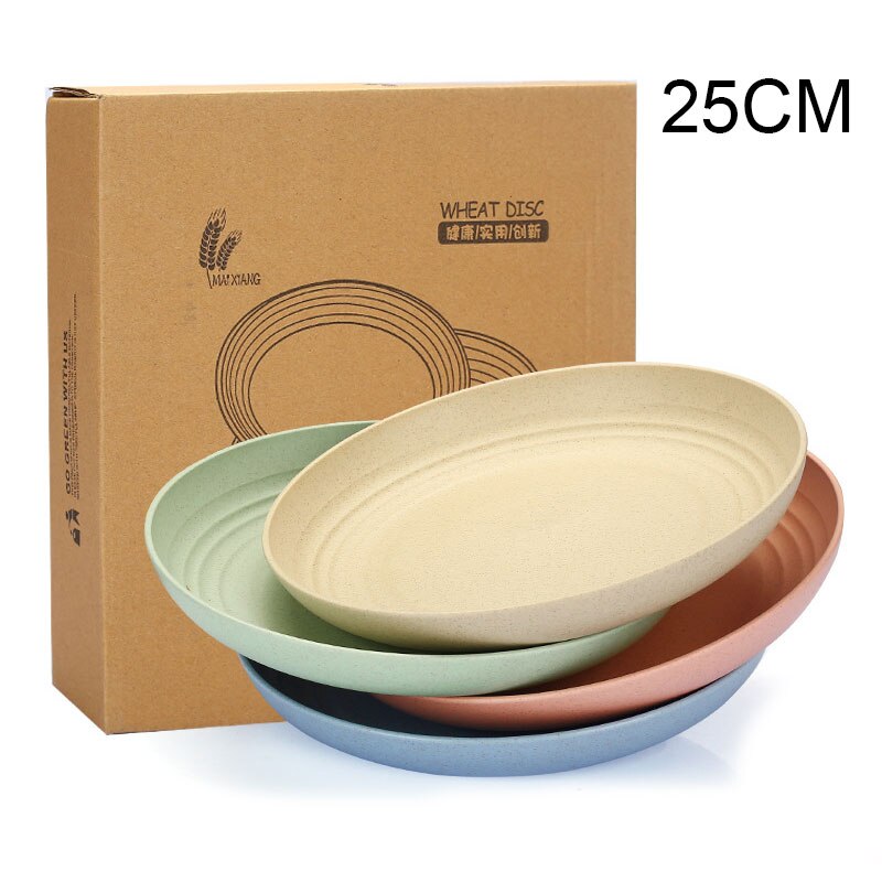 Juego de vajilla de Fibra de trigo no tóxica, cuenco para ensaladas, suministros de cocina, accesorios de cocina, 4 Uds.: 25cm