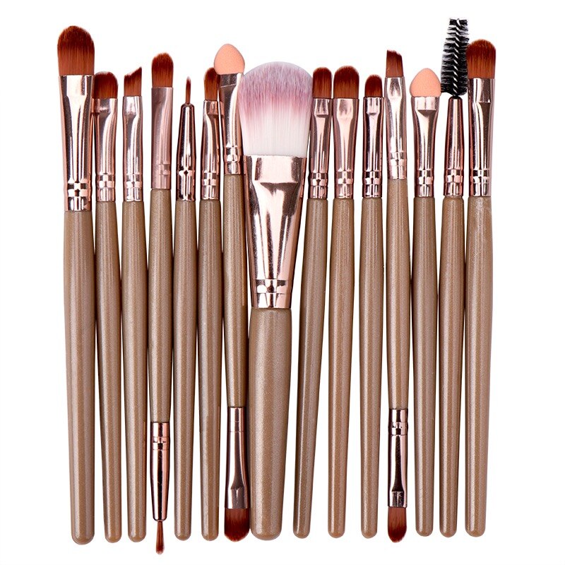 Lemoda Makeup Brushes Set 15pcs Eyebrow Highlighter Powder Foundation Eye Shadow Brush Cosmetics Makeup Brush: KY