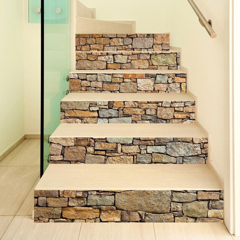 Escadaria de Pedra 6 Pçs/set 3D Stairway Riser Escada Piso Etiqueta Auto Adesiva DIY Decalque Da Parede Do PVC Multi Pacote-peça À Prova D' Água