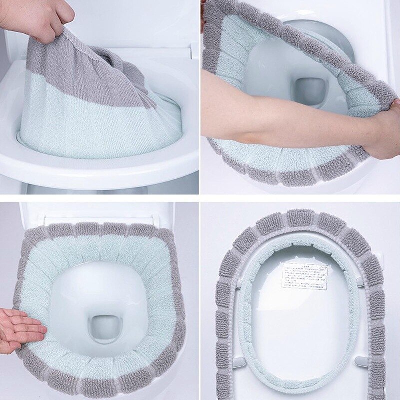O-vormige toiletbril voor in de badkamer, universeel toilet, wasbaar, zacht warmer, matje, hoes, toiletzitting, kussen, toiletdeksel, accessoire