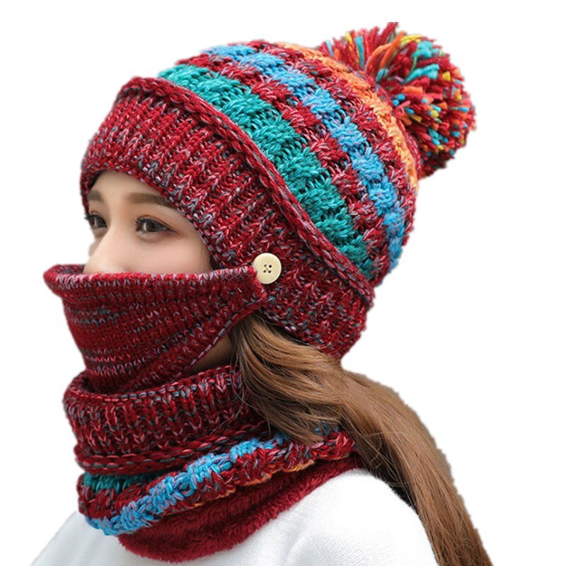 Winter Hat Skullies Beanies Hats Winter Beanies For Women Girl Wool Scarf Caps Balaclava Mask Gorras Bonnet Knitted Hat Ski Cap