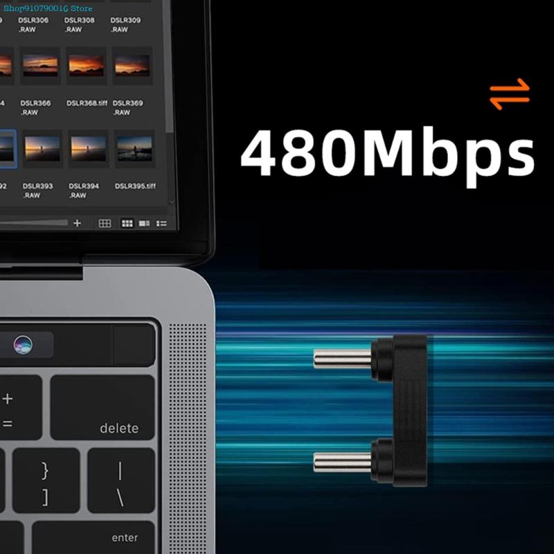 180 Degree Angled U Shape Type-C Adapter Male to Male Charger Adaptor PD 65W Charging for Phone Tablet Laptops