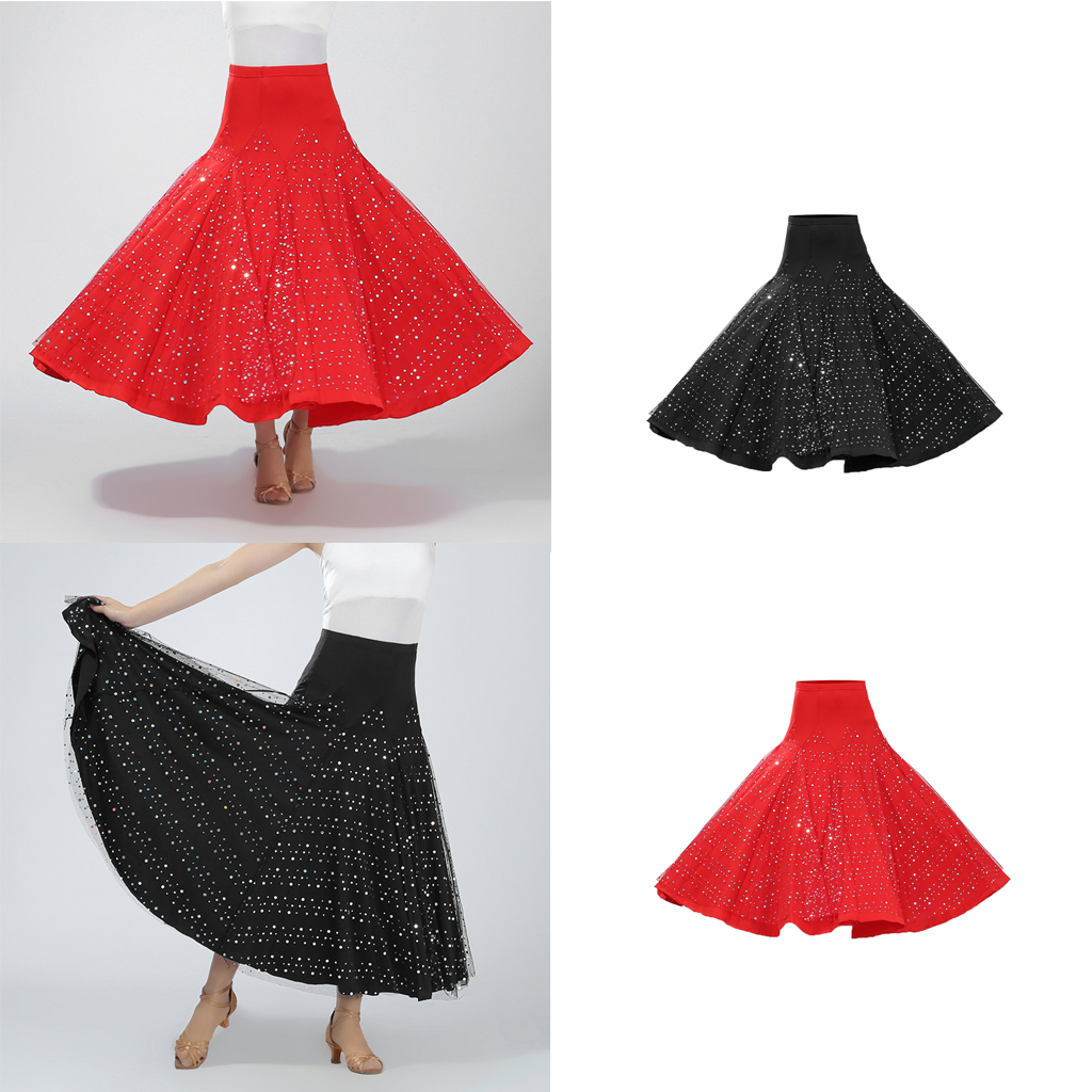 Gonna lunga da valzer con paillettes Costume moderno Standard Flamenco da ballo