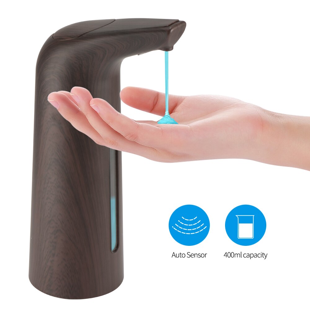Sæbedispenser automatisk 400ml elektrisk sæbedispenser sensor infrarød skummende håndvaske sæbedispensere til køkken i badeværelset: Mørk mahogni