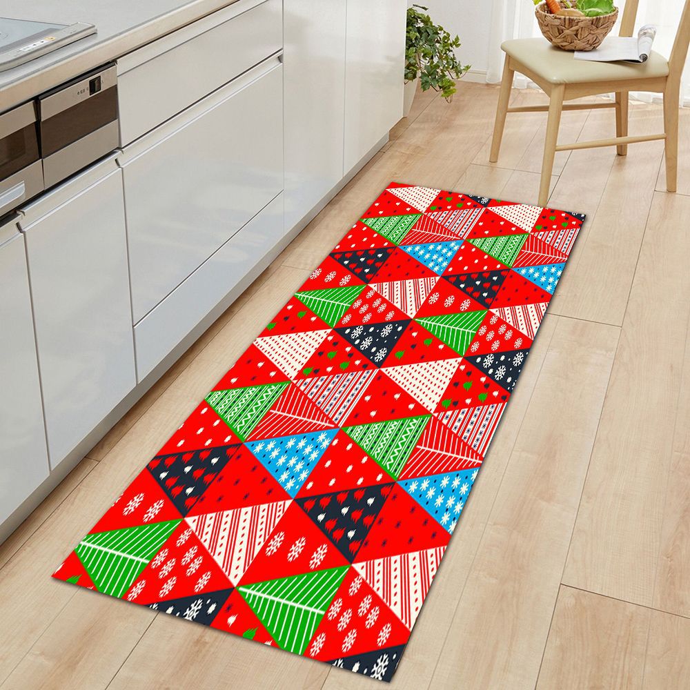 Christmas Floor Mat Cute Santa Snowflake Bell Area Rug Washable Non-slip Mat For Bathroom Bedroom Kitchen Rugs 50x80 cm: E