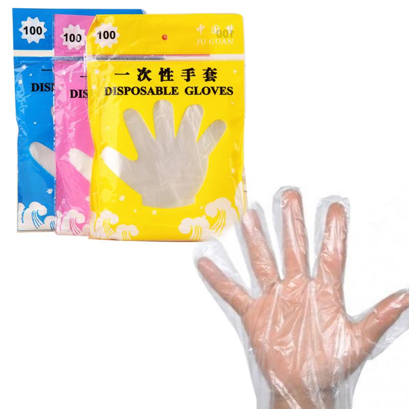 Guantes desechables de seguridad para el hogar, paquete de 100 unidades de guantes desechables de polietileno de alta densidad para uso doméstico, Cocina, Restaurante, sin contacto