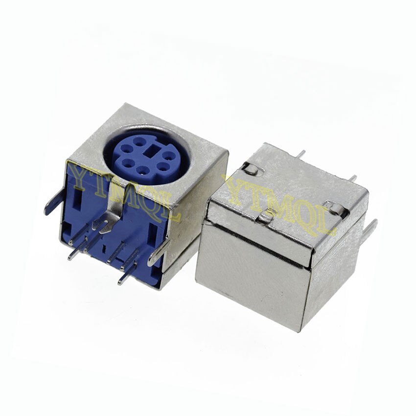 5pcs Mini Din 3 4 5 6 7 8 9 Pin Female Din Sockets MD-SM Shield Right Angle Through Holes PCB Circular Receptacle Connector: Blue