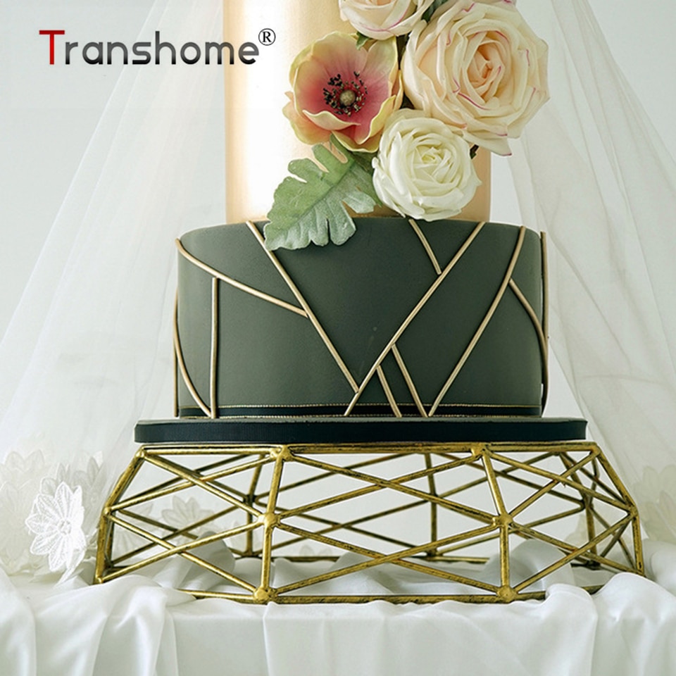 Transhome Cake Stand Vintage Gouden Dessert Rack High-end Bruiloft Dessert Tafel Decoratie Verjaardag Geometrische Vorm Cake Tray