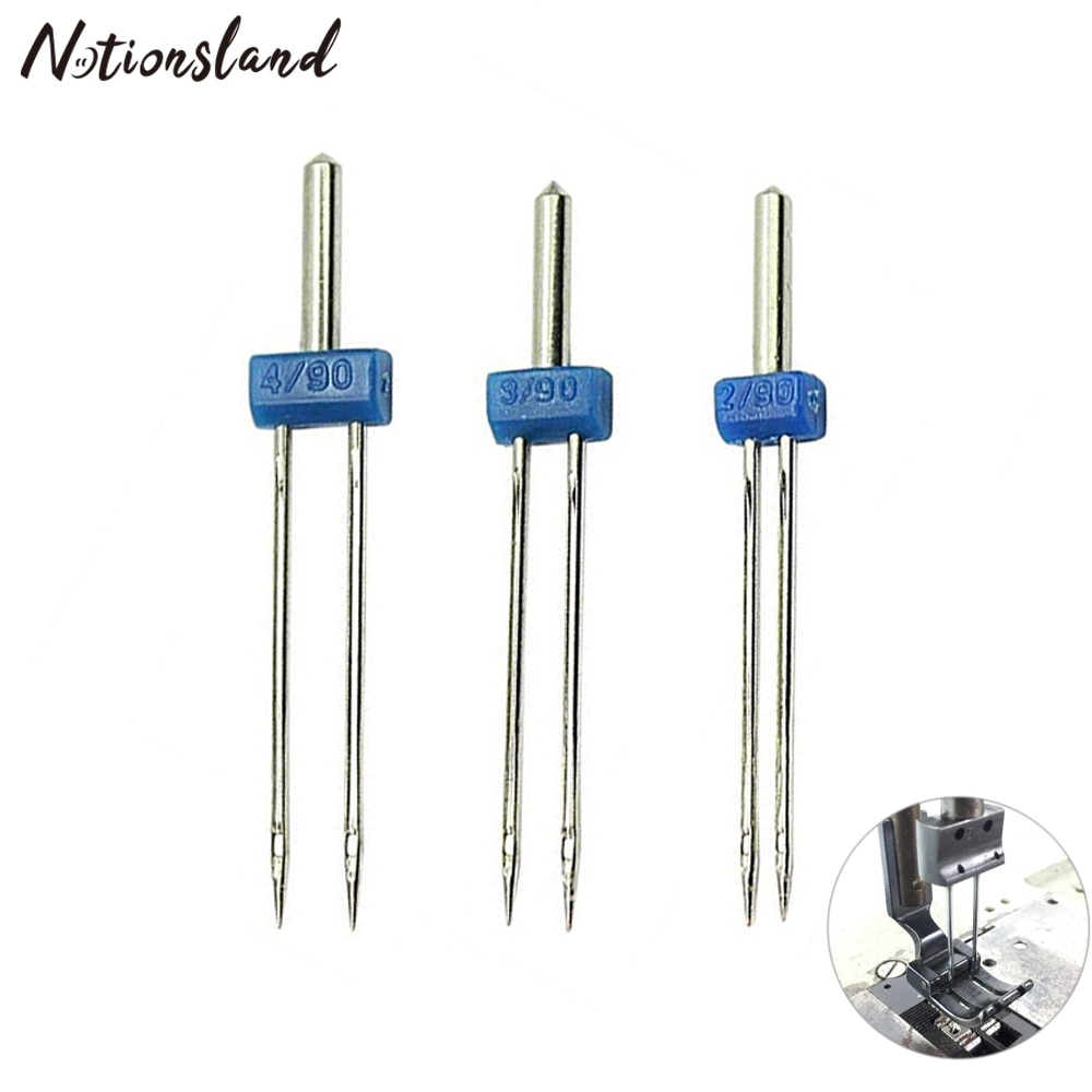 3 Pcs/Set Double Sewing Machine Needles Clothing Decor Hem Stitching Craft Needlework Sewing Tool 2/90 3/90 4/90