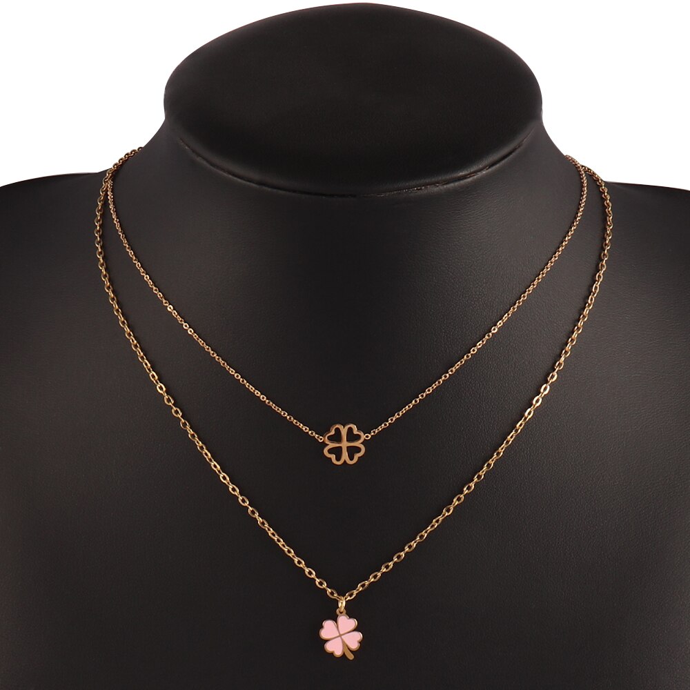 Trendy Product Stainless Steel Necklace For Women Gold Silver Color Charm Flower Butterfly Pendant Necklace Jewelry: B0262