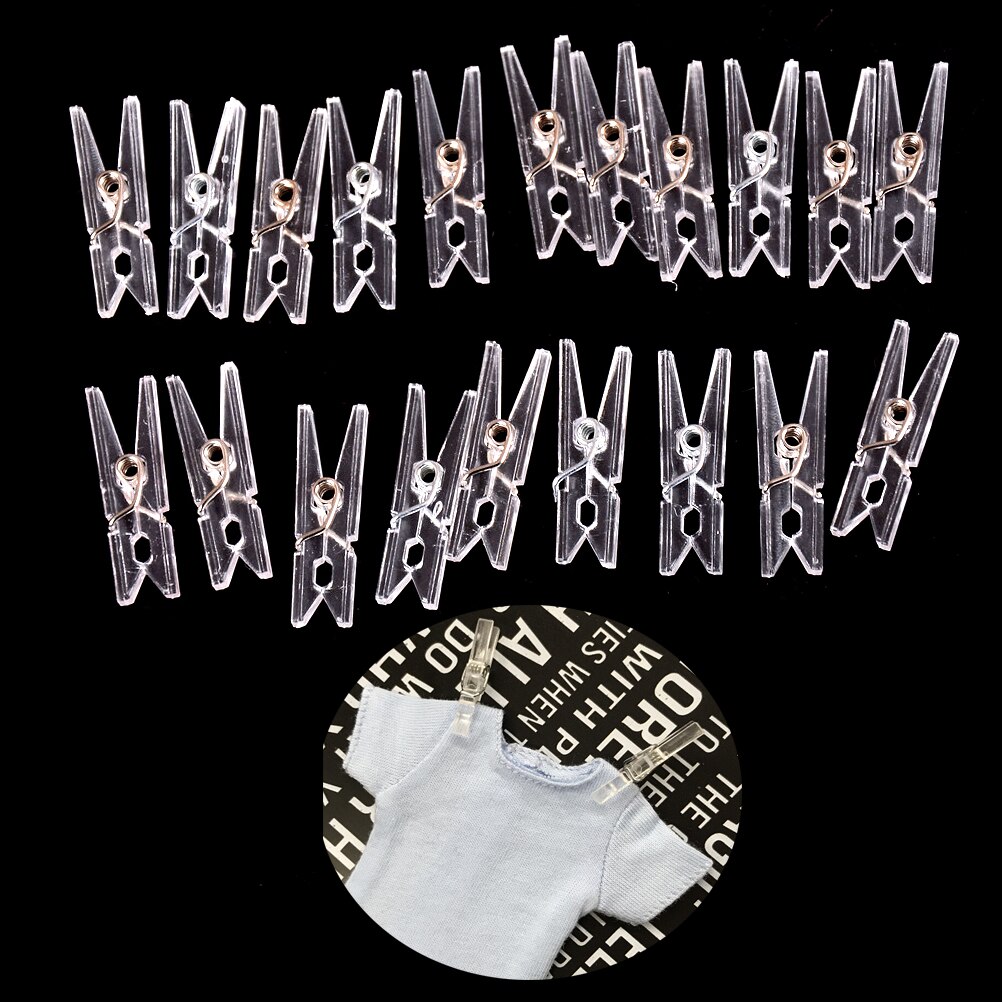 Pinces à linge transparentes en plastique, 20 pièces, petit format, pour photos, épingles à linge, papier artisanal, décoration, Clips