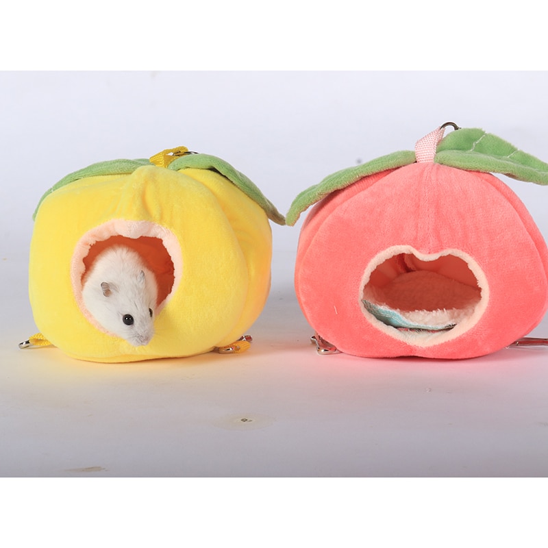 Hamster Kooi Pluche Zachte Cavia Huis Bed Kooi Fruit Warm Kleine Dier Bed Hamster Hangmat Voor Winter Hamster Accessoires