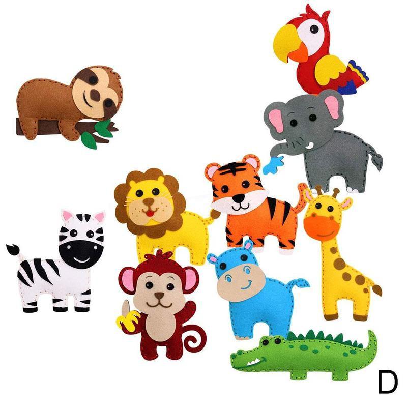 Costura DIY fieltro animales de peluche de juguete bosque animales Kit para manualidades criaturas del bosque para niños principiantes educativos de conjunto chica juguete de arte: D