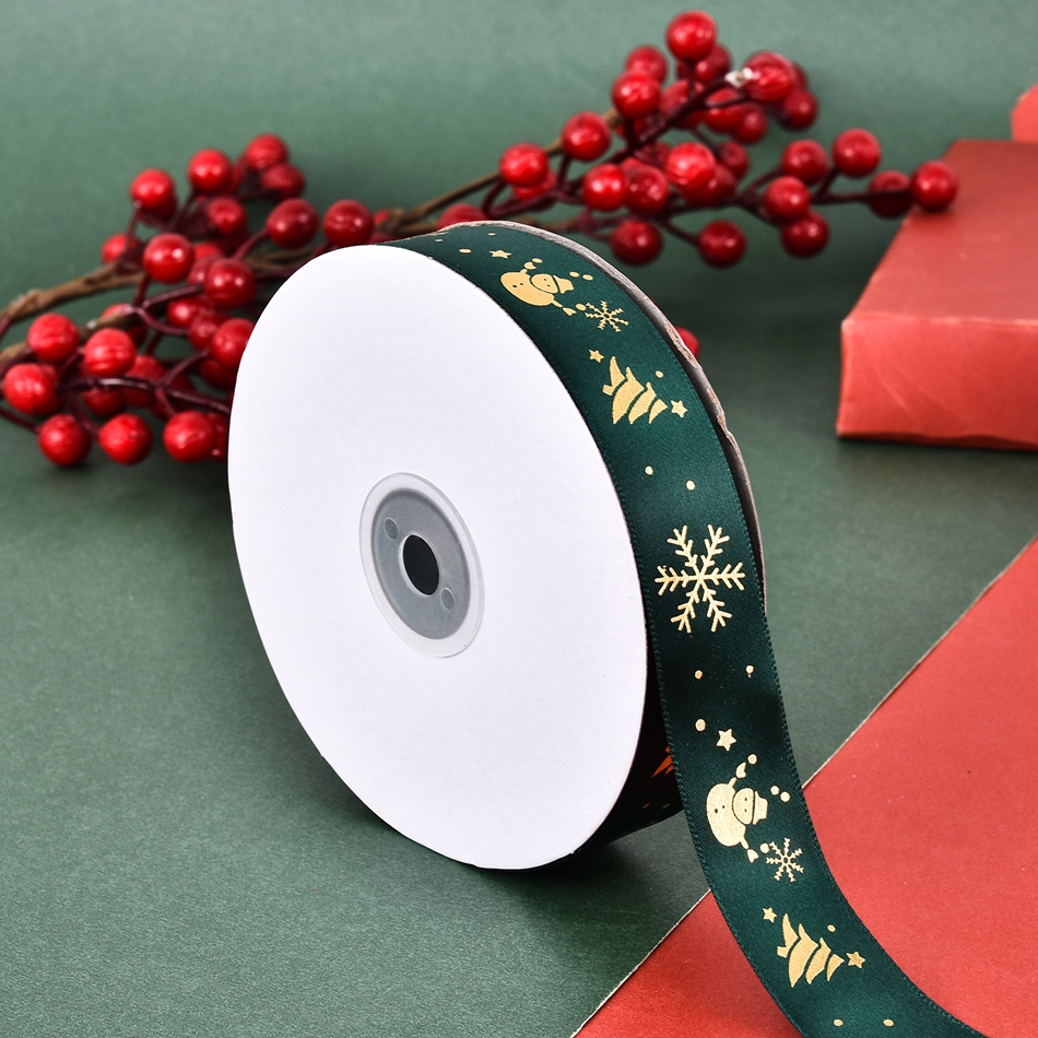 5Yards 25mm Printed Satin Ribbons Tape Bows Crafts DIY Natural Ribbon Sewing Clothing Christmas Wedding Party Decoration: 05   5Yards