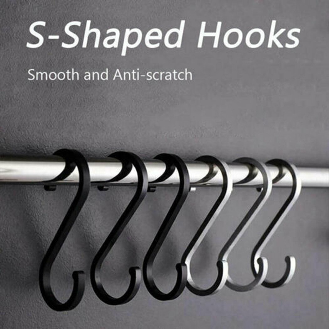 Crochet en aluminium en forme de S pour Pot de cuisine, 12 pièces, espace de suspension pour vêtements, chambre à coucher, cuisine, salon
