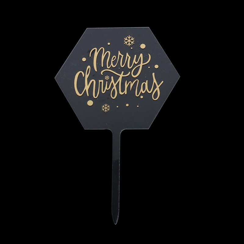 Merry Christmas Acrylic Cake Topper Xmas Floral Cupcake Toppers Christmas Home Cake Decoration Year Baking decor kerst noel: style C