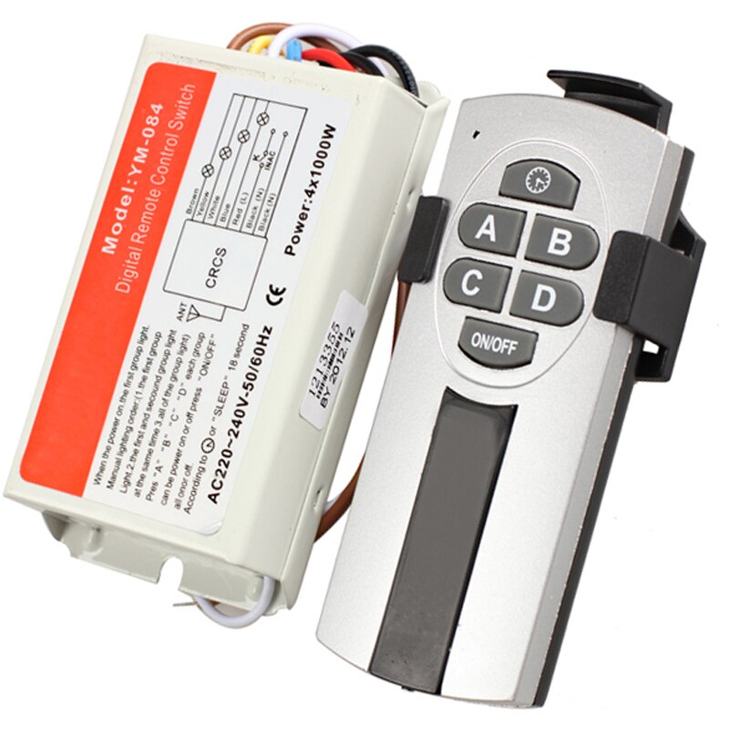 ON/OFF 220V Wireless Remote Control Switch Digital Remote Control Switch 1/2/3/4 Ways for Lamp Light GDeals