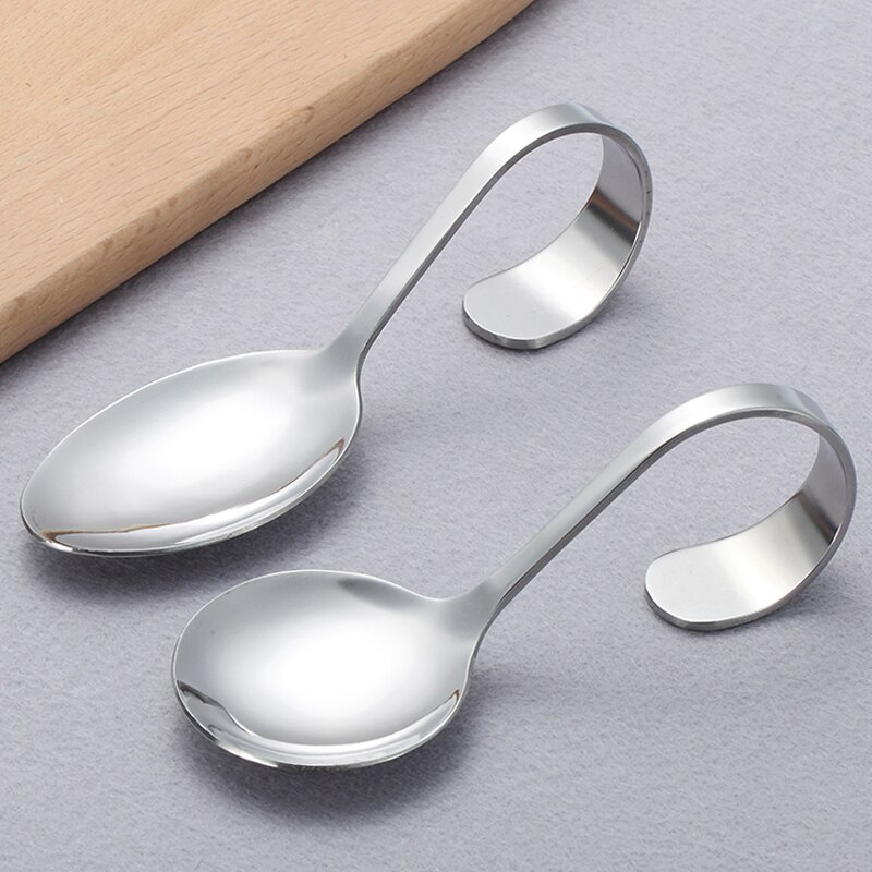 Stainless steel Salad spoon set Curved Handle Dinner Serving Soup Salad Spoon Public Dinnerware Cutlery Kitchen Buffet Tools