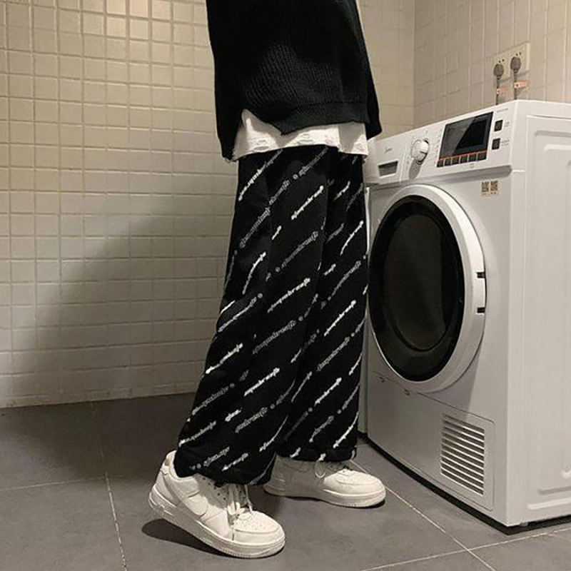 Pantalon large pour homme, Streetwear, Harajuku, décontracté, Sport, jogging, Skateboard, noir, lettre Gary, longueur cheville: XL / Black